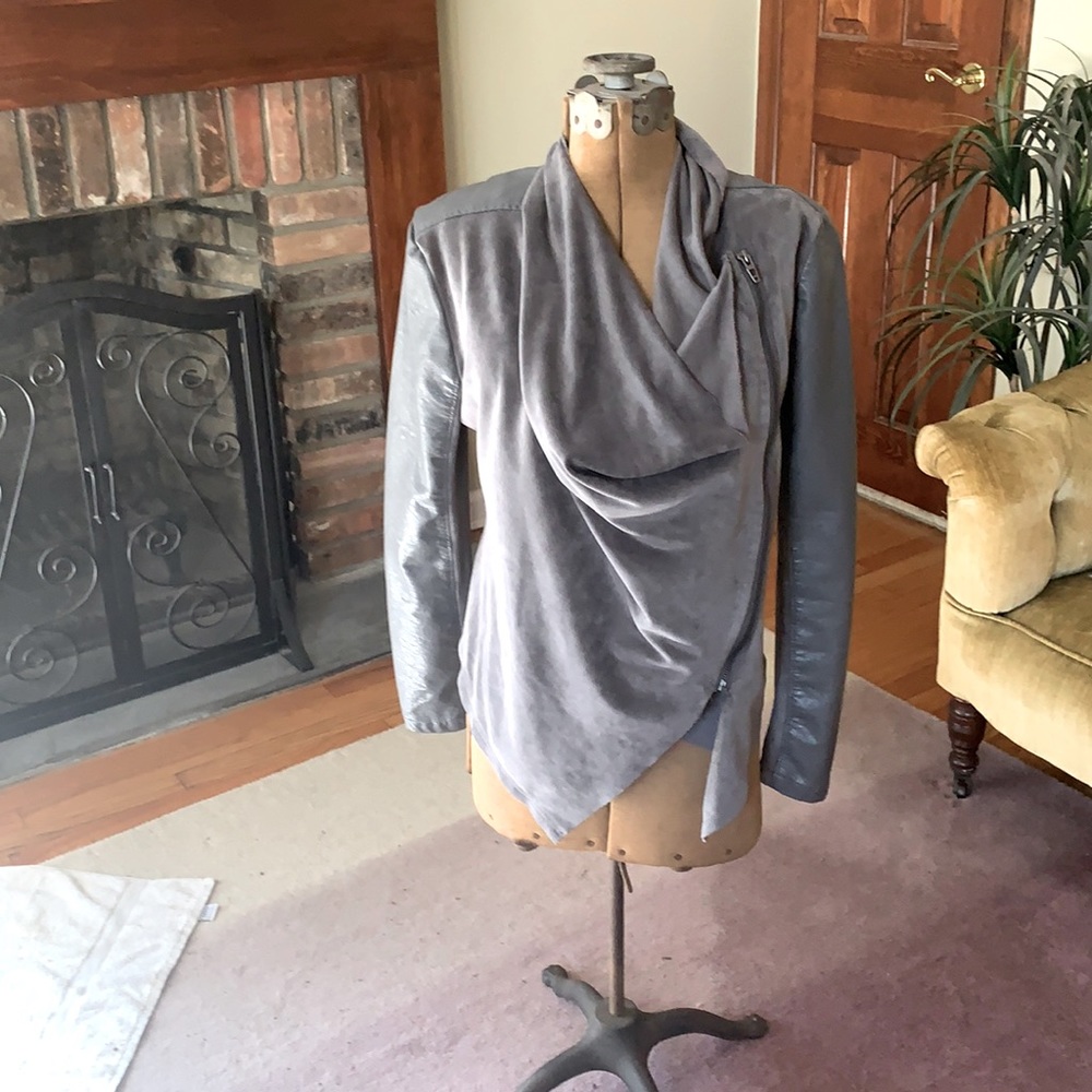 Faux leather abs suede jacket